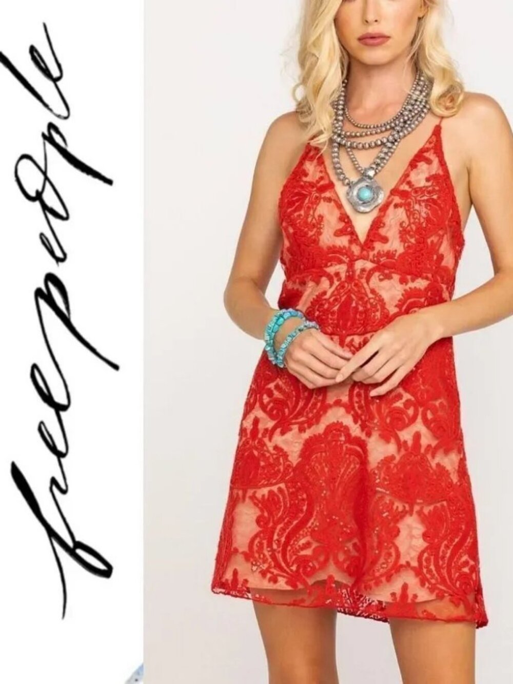 Free People - Night Shimmers Red Mini Dress ** Size 6
